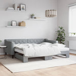 Daybed with Trundle and Mattresses Light Grey 90x190 cm Fabric - Bargainia.com - 