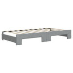 Daybed with Trundle and Mattresses Light Grey 90x190 cm Fabric - Bargainia.com - 