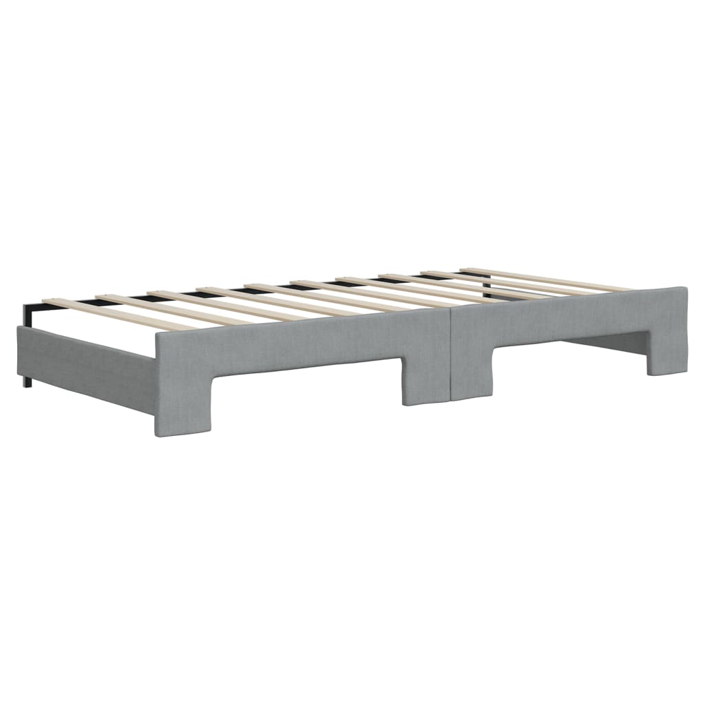 Daybed with Trundle and Mattresses Light Grey 90x190 cm Fabric - Bargainia.com - 