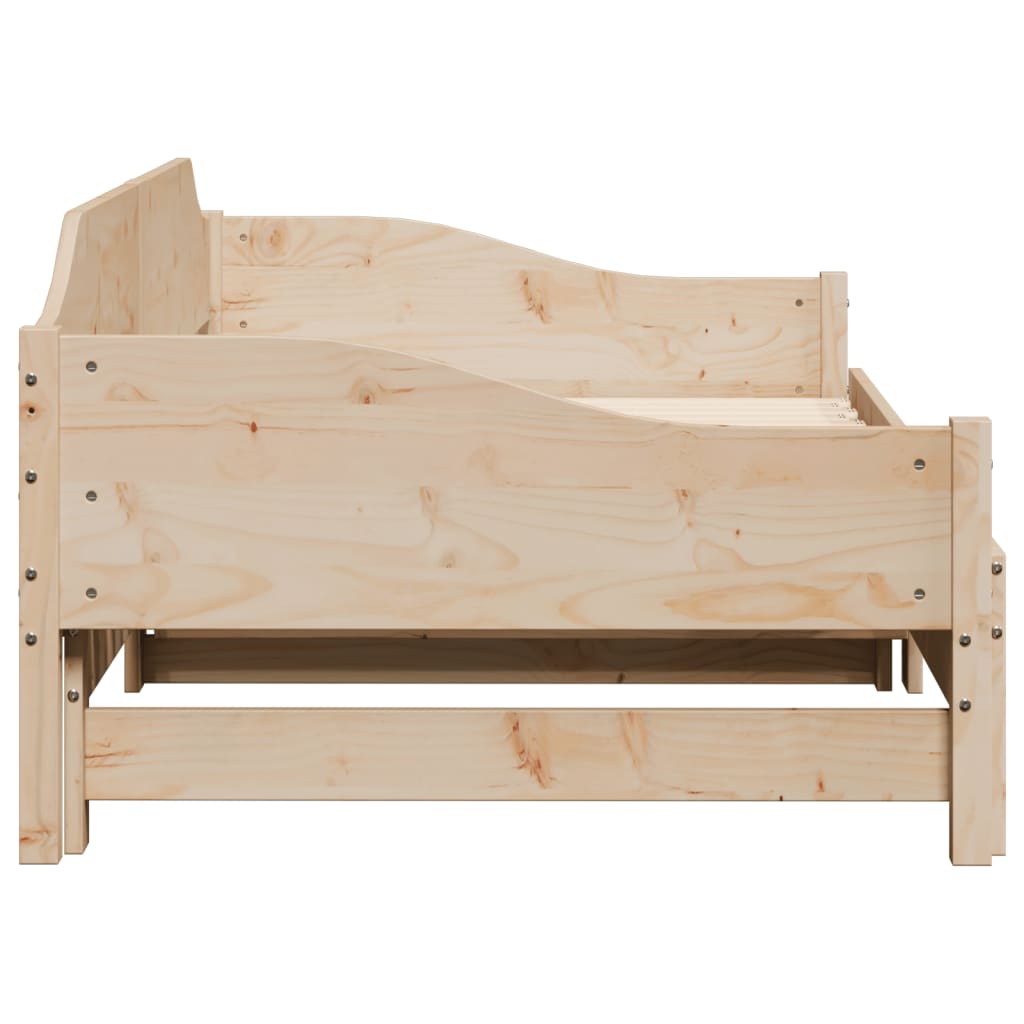 Daybed with Trundle without Mattress 90x190 cm Single Solid Wood - Bargainia.com - 