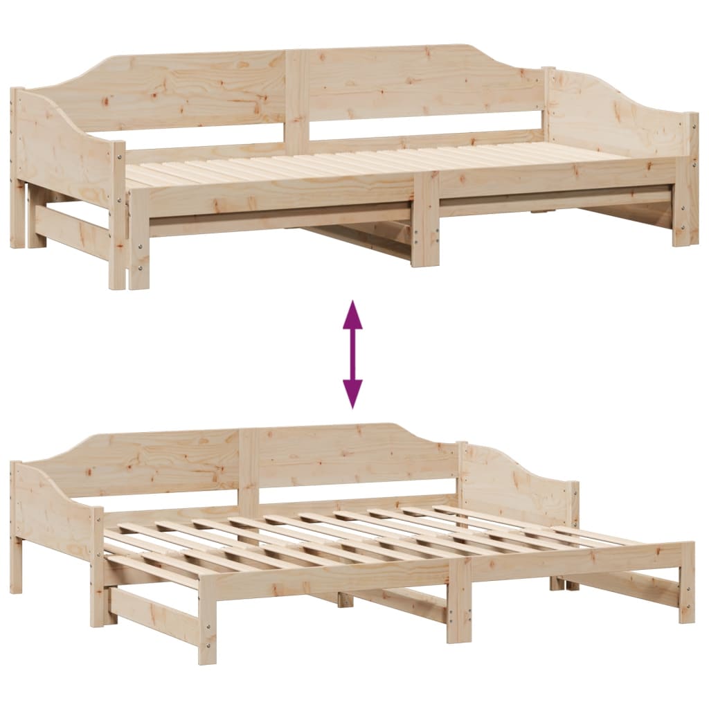 Daybed with Trundle without Mattress 90x190 cm Single Solid Wood - Bargainia.com - 