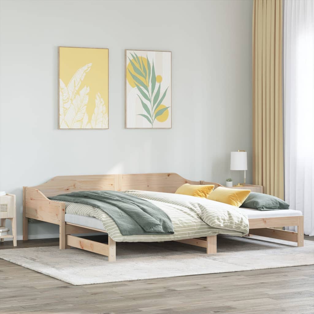 Daybed with Trundle without Mattress 90x190 cm Single Solid Wood - Bargainia.com - 