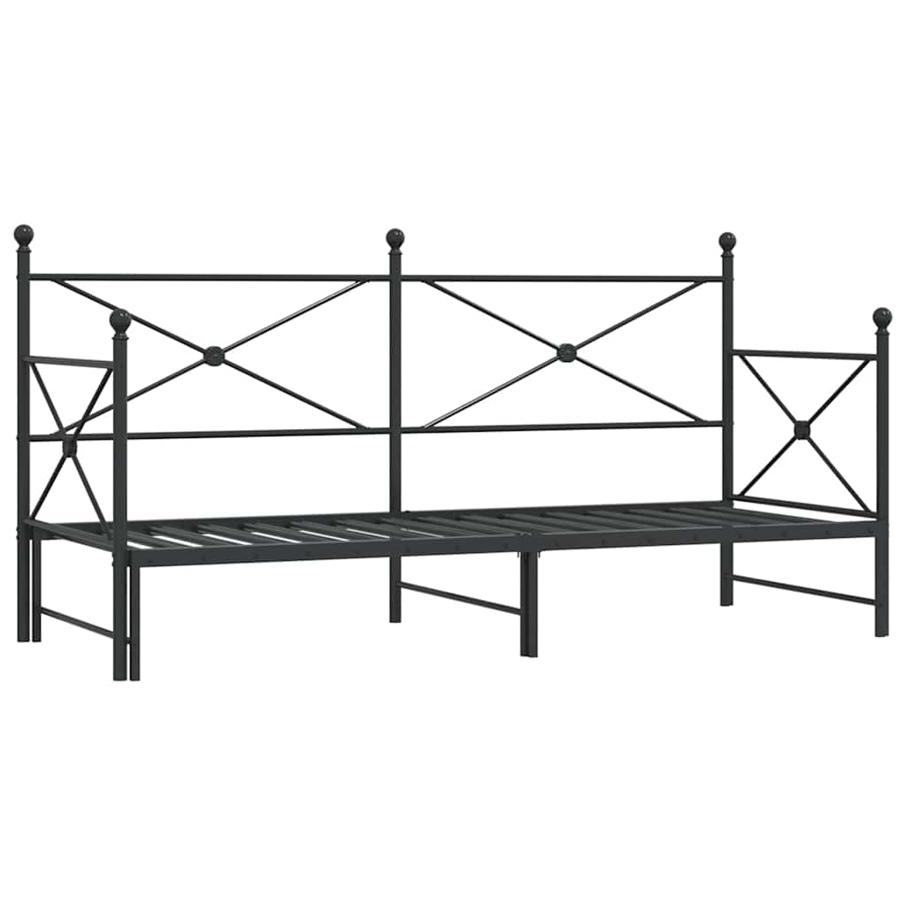 Daybed with Trundle without Mattress Black 80x200 cm Steel - Bargainia.com - 