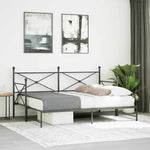 Daybed with Trundle without Mattress Black 80x200 cm Steel - Bargainia.com - 