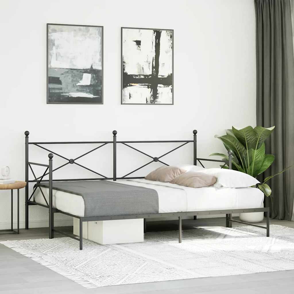 Daybed with Trundle without Mattress Black 80x200 cm Steel - Bargainia.com - 