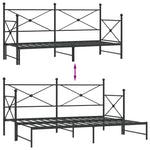 Daybed with Trundle without Mattress Black 80x200 cm Steel - Bargainia.com - 