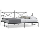 Daybed with Trundle without Mattress Black 80x200 cm Steel - Bargainia.com - 