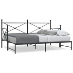 Daybed with Trundle without Mattress Black 90x190 cm Steel - Bargainia.com - 