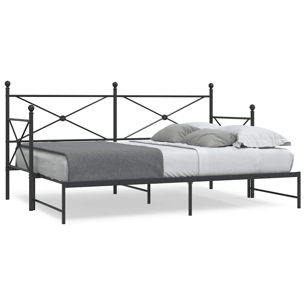 Daybed with Trundle without Mattress Black 90x190 cm Steel - Bargainia.com - 