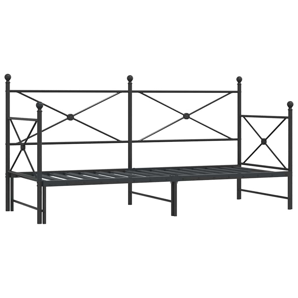 Daybed with Trundle without Mattress Black 90x190 cm Steel - Bargainia.com - 