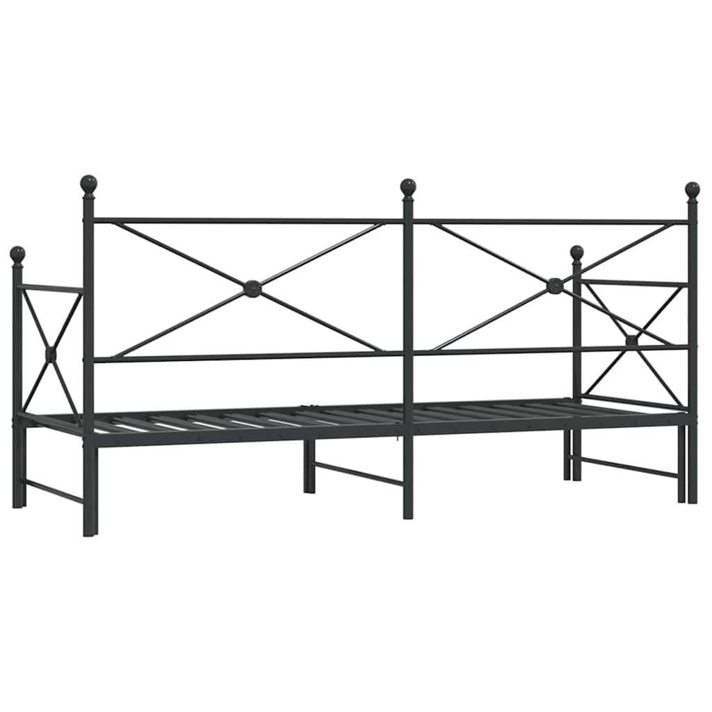 Daybed with Trundle without Mattress Black 90x190 cm Steel - Bargainia.com - 