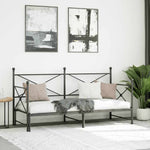 Daybed with Trundle without Mattress Black 90x200 cm Steel - Bargainia.com - 