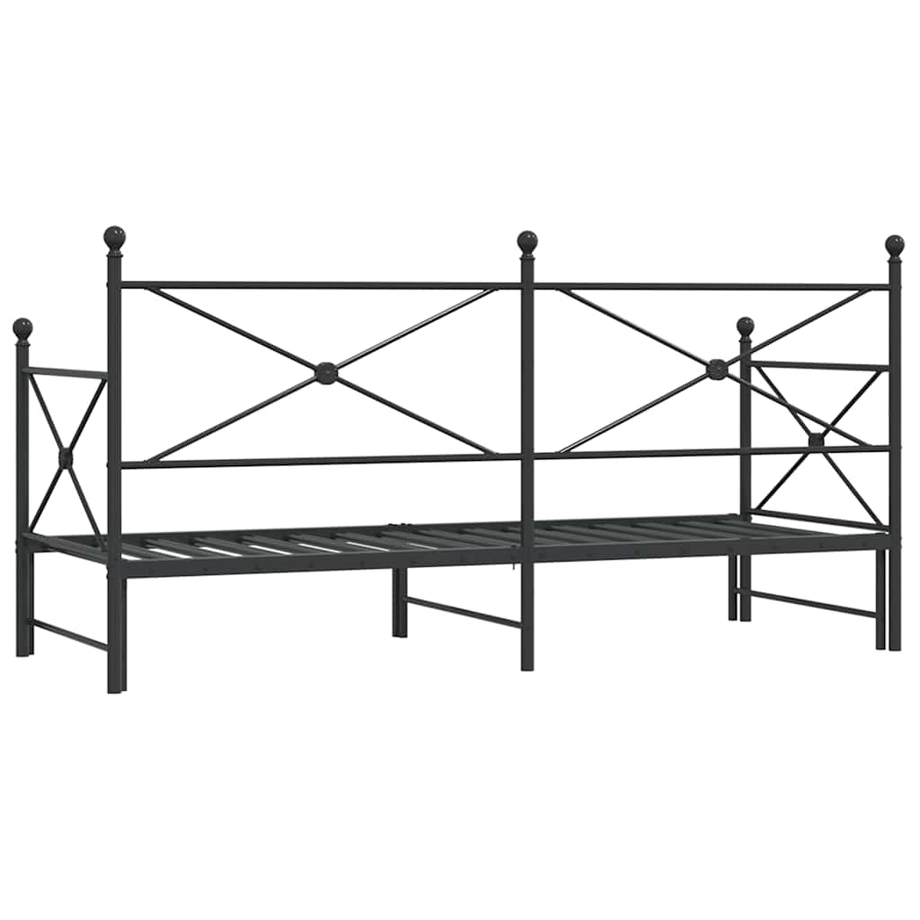 Daybed with Trundle without Mattress Black 90x200 cm Steel - Bargainia.com - 