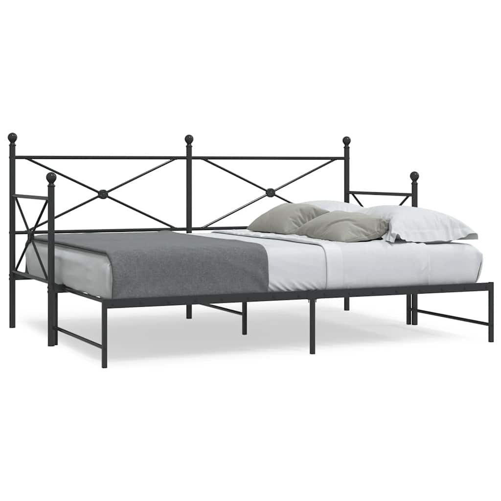 Daybed with Trundle without Mattress Black 90x200 cm Steel - Bargainia.com - 