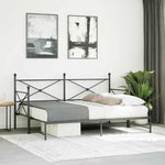 Daybed with Trundle without Mattress Black 90x200 cm Steel - Bargainia.com - 