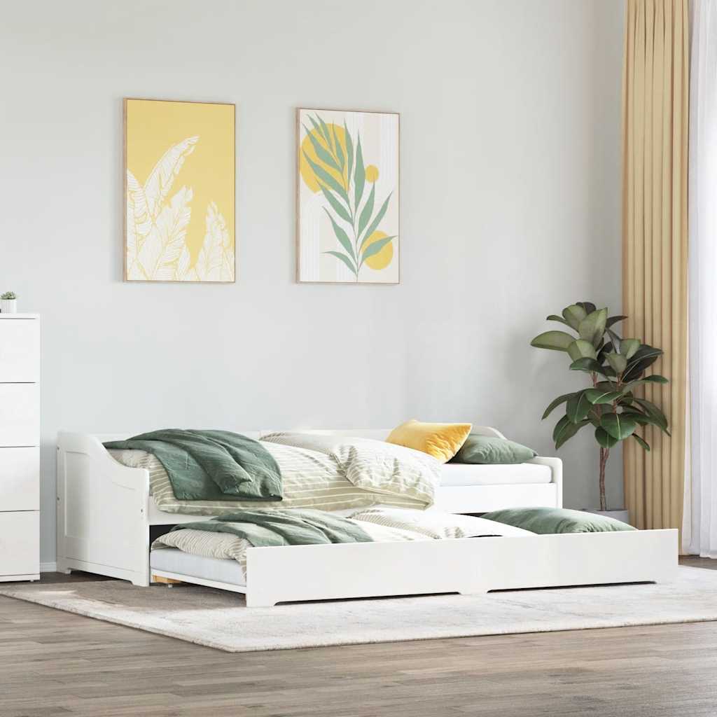 Daybed with Trundle without Mattress IRUN White 90x200 cm - Bargainia.com - 