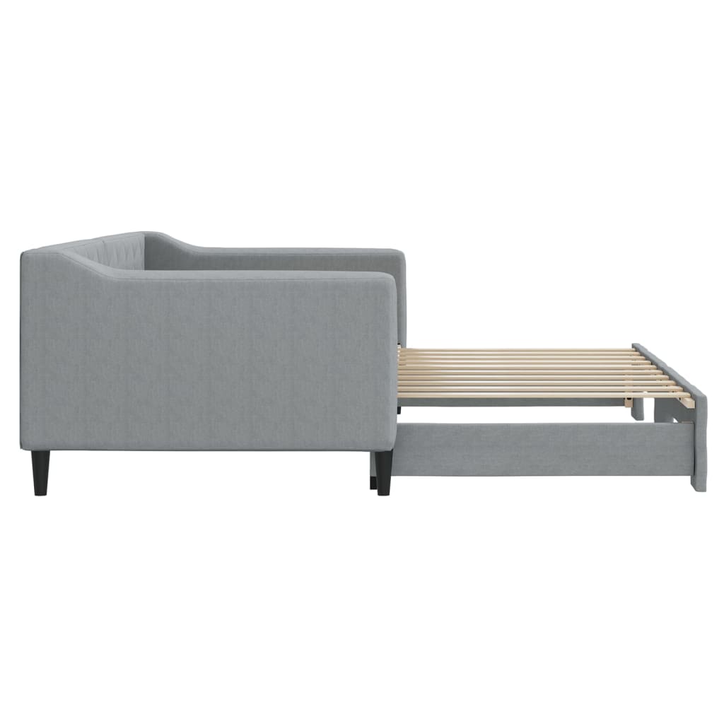Daybed with Trundle without Mattress Light Grey 90x190 cm Single - Bargainia.com - 