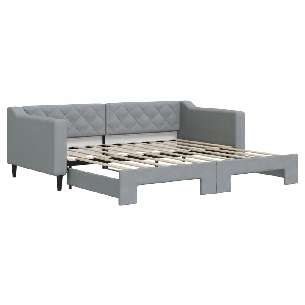 Daybed with Trundle without Mattress Light Grey 90x190 cm Single - Bargainia.com - 