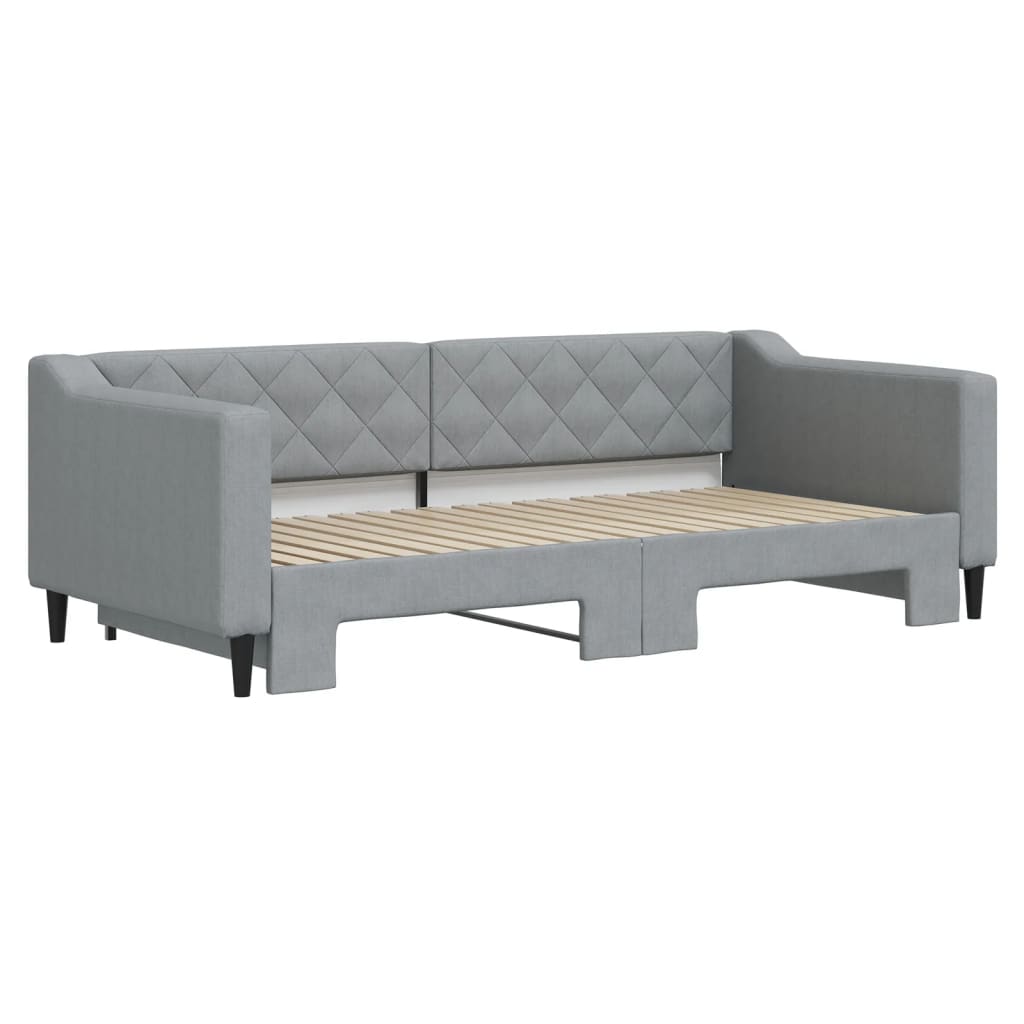 Daybed with Trundle without Mattress Light Grey 90x190 cm Single - Bargainia.com - 