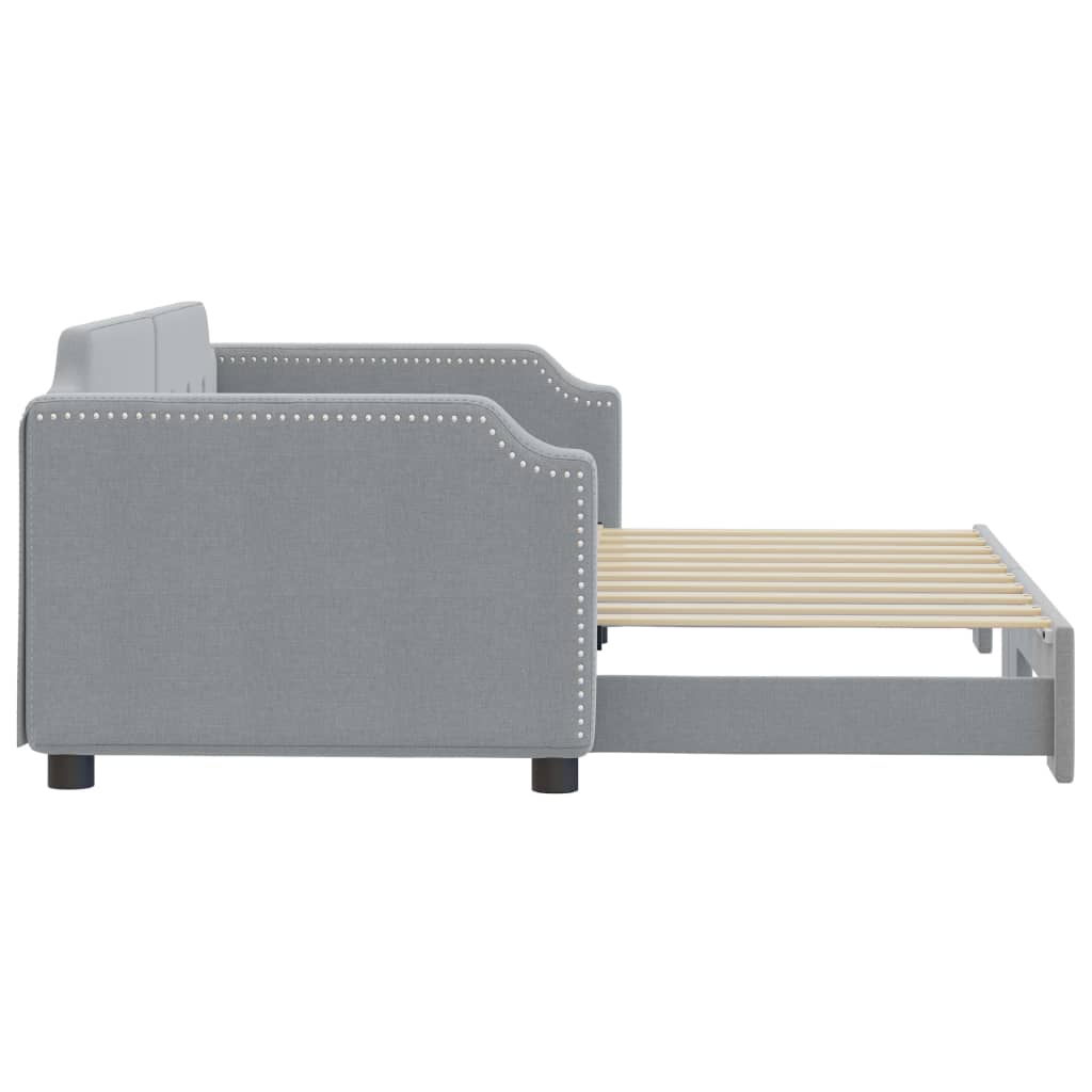 Daybed with Trundle without Mattress Light Grey 90x190 cm Single - Bargainia.com - 