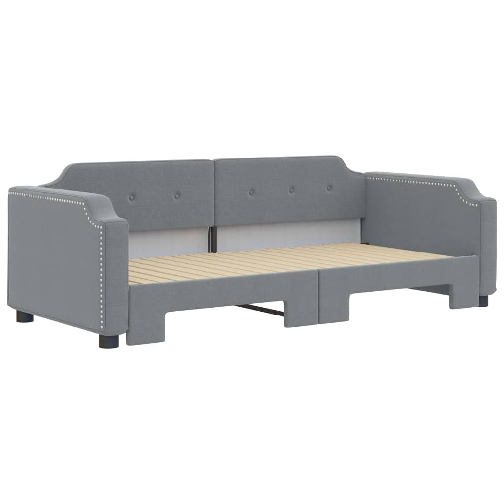 Daybed with Trundle without Mattress Light Grey 90x190 cm Single - Bargainia.com - 