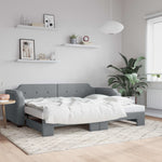 Daybed with Trundle without Mattress Light Grey 90x190 cm Single - Bargainia.com - 