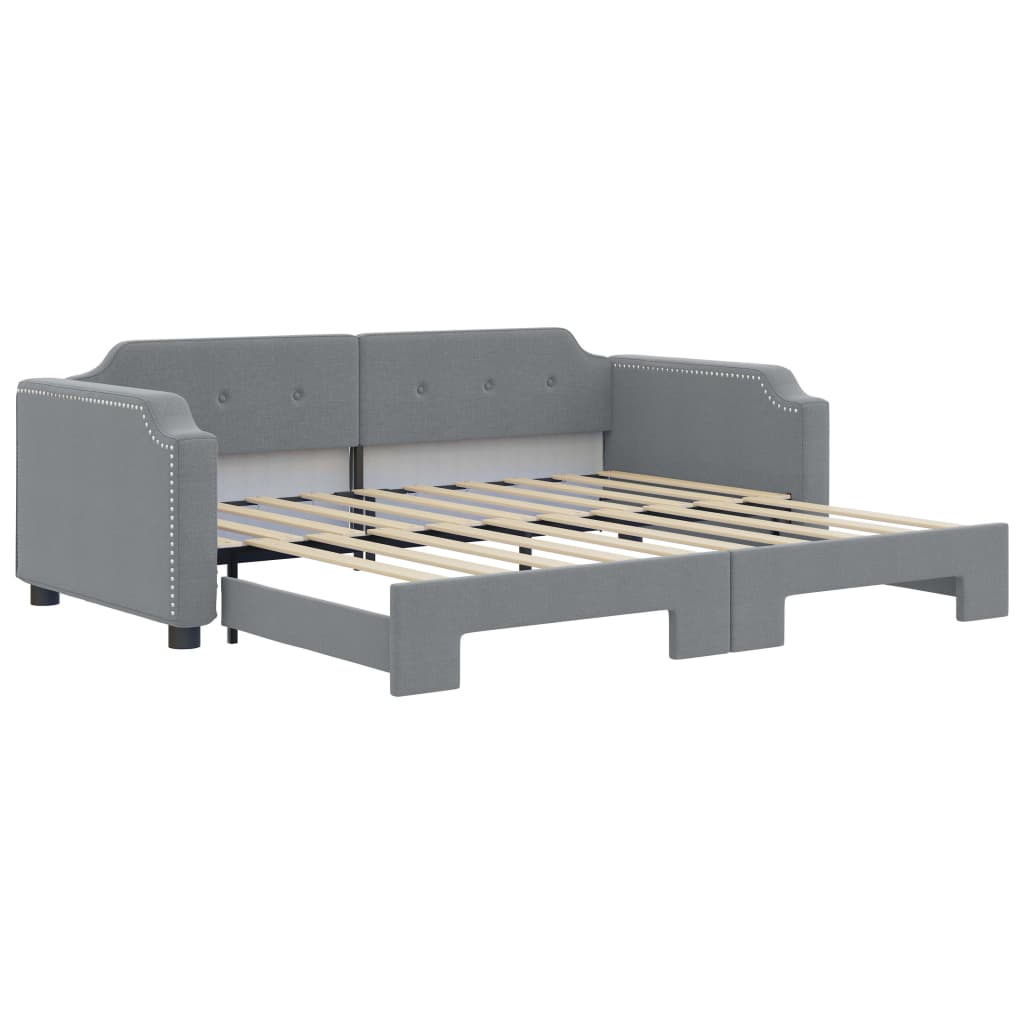 Daybed with Trundle without Mattress Light Grey 90x190 cm Single - Bargainia.com - 