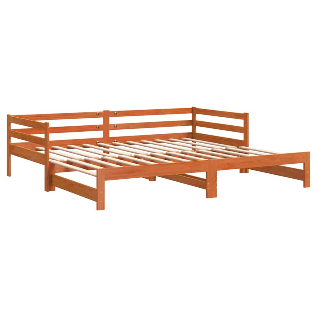 Daybed with Trundle without Mattress Wax Brown 90x200 cm Solid Wood - Bargainia.com - 