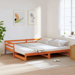 Daybed with Trundle without Mattress Wax Brown 90x200 cm Solid Wood - Bargainia.com - 