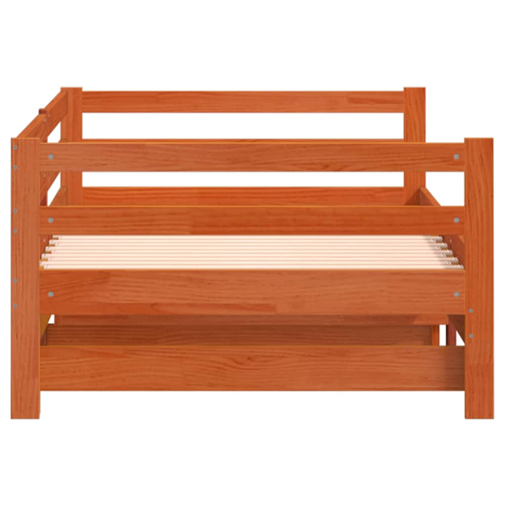 Daybed with Trundle without Mattress Wax Brown 90x200 cm Solid Wood - Bargainia.com - 