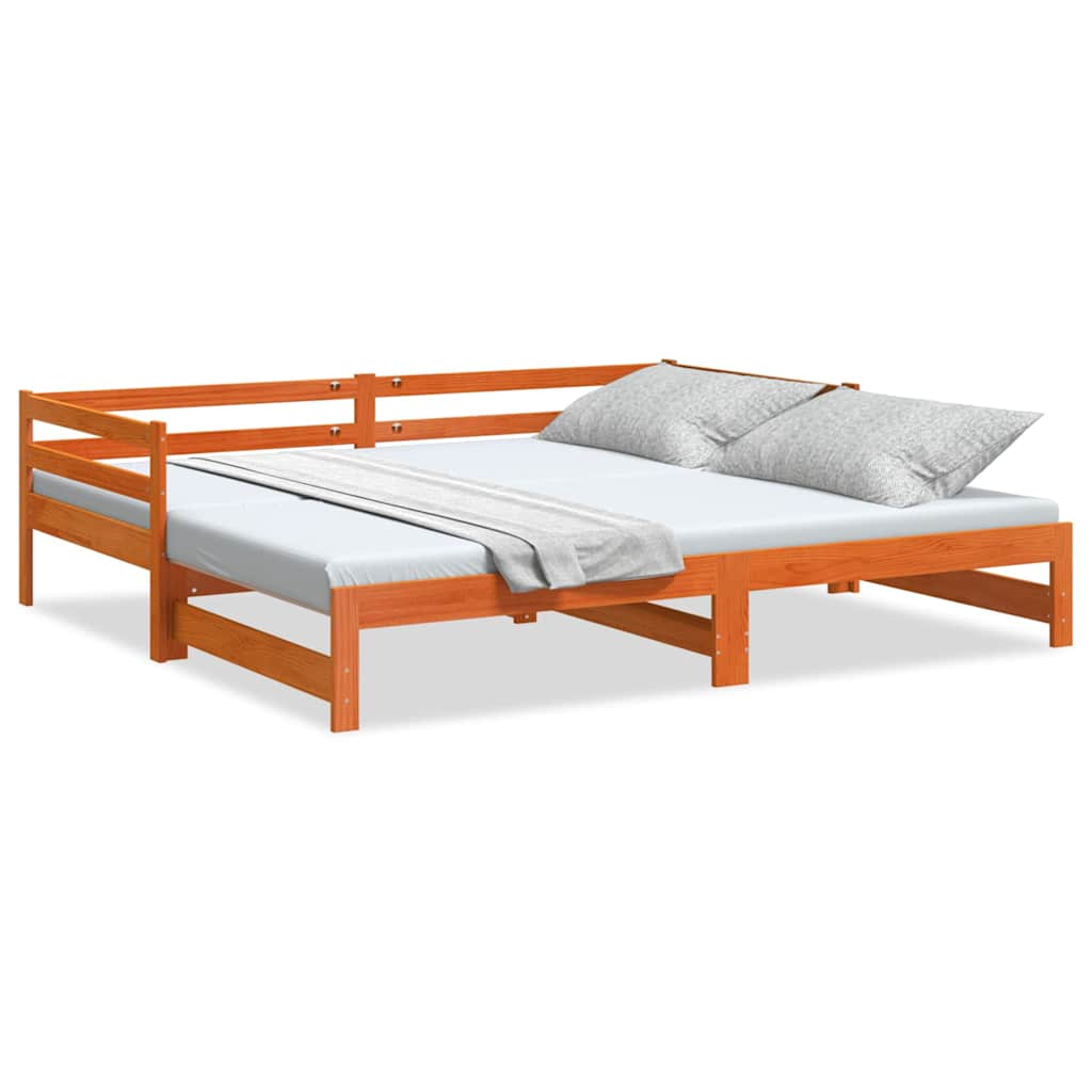 Daybed with Trundle without Mattress Wax Brown 90x200 cm Solid Wood - Bargainia.com - 