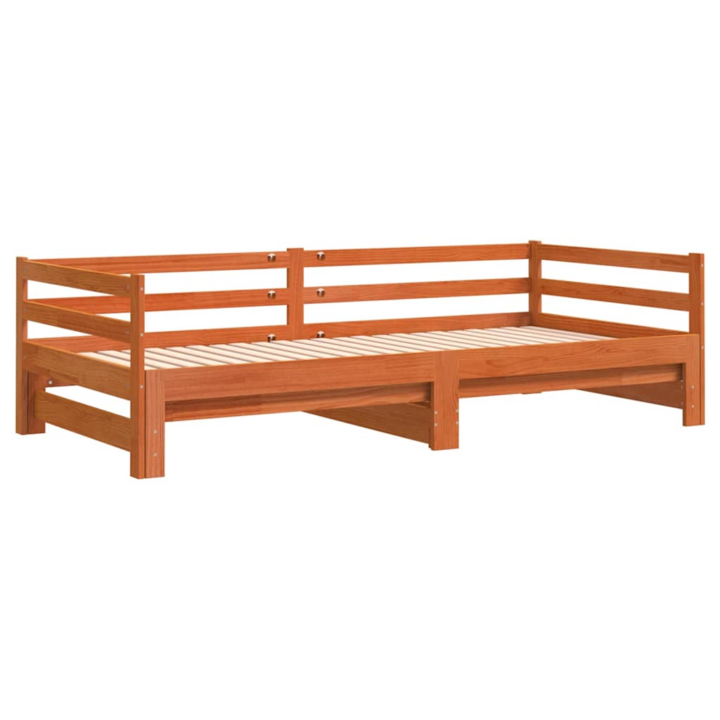 Daybed with Trundle without Mattress Wax Brown 90x200 cm Solid Wood - Bargainia.com - 