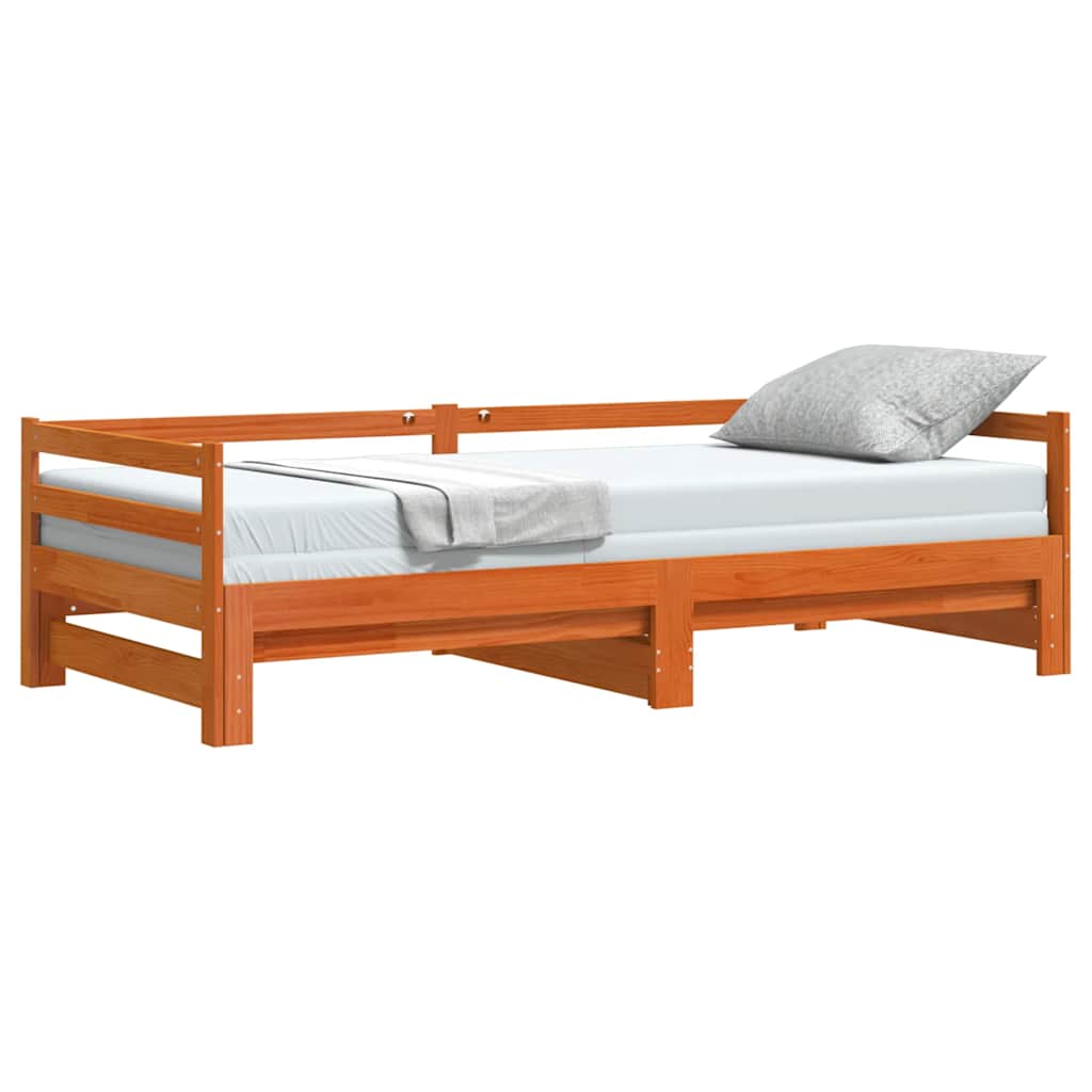 Daybed with Trundle without Mattress Wax Brown 90x200 cm Solid Wood - Bargainia.com - 