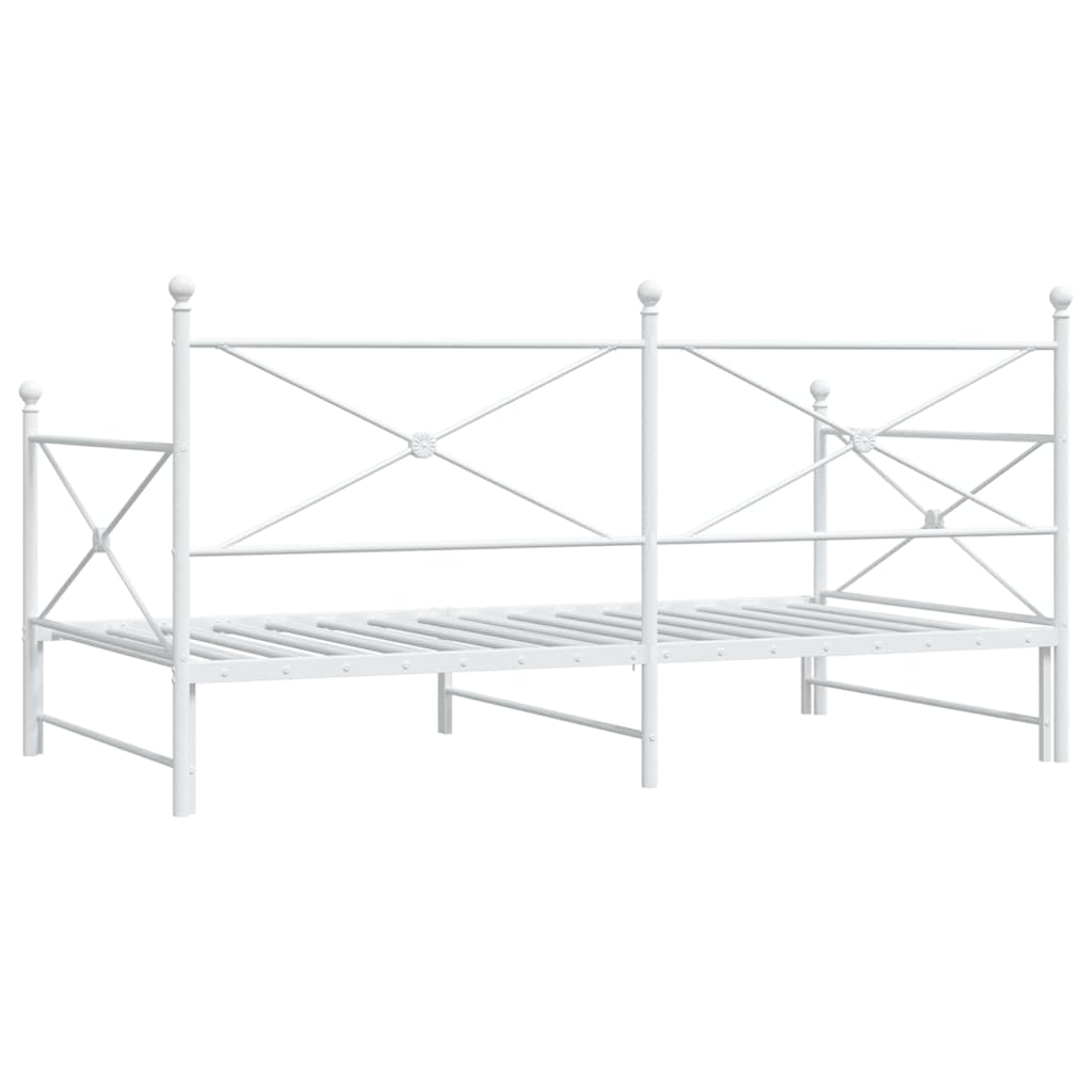 Daybed with Trundle without Mattress White 100x190 cm Steel - Bargainia.com - 