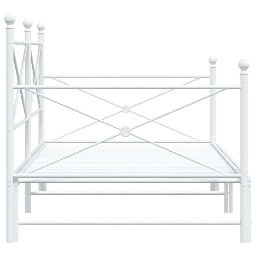 Daybed with Trundle without Mattress White 100x190 cm Steel - Bargainia.com - 
