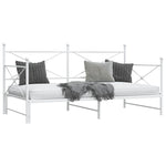 Daybed with Trundle without Mattress White 100x190 cm Steel - Bargainia.com - 