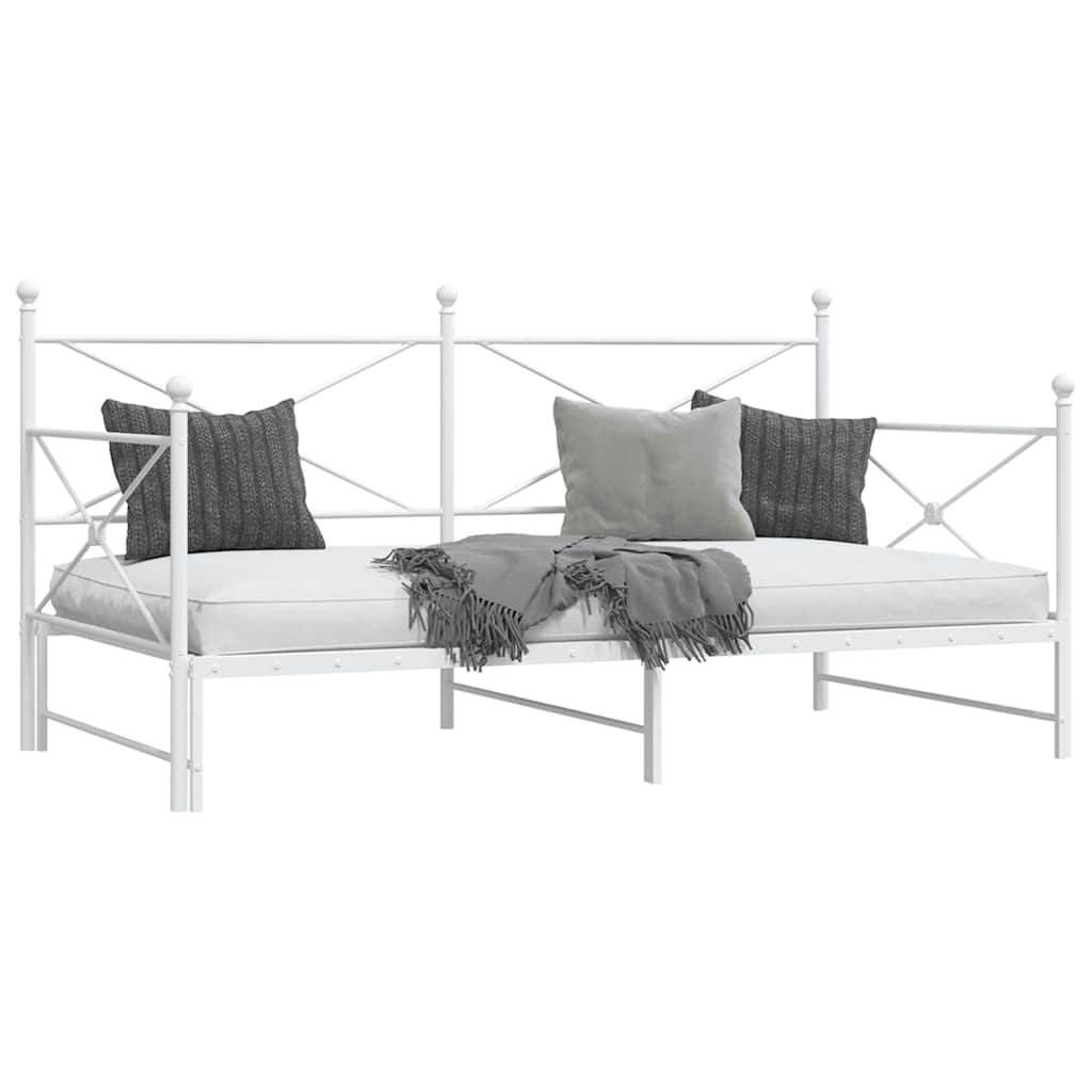 Daybed with Trundle without Mattress White 100x190 cm Steel - Bargainia.com - 