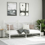 Daybed with Trundle without Mattress White 100x190 cm Steel - Bargainia.com - 