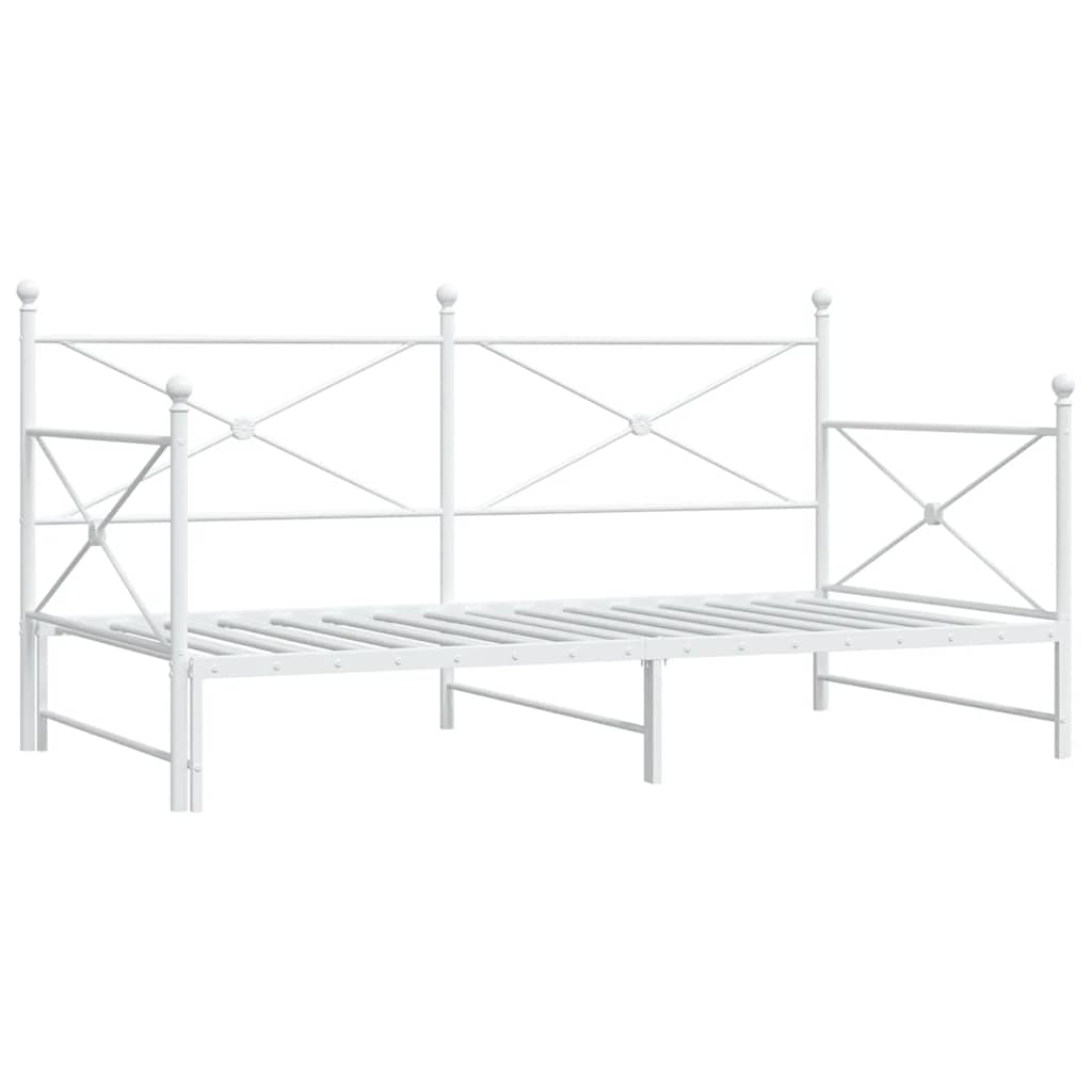 Daybed with Trundle without Mattress White 100x190 cm Steel - Bargainia.com - 