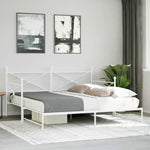 Daybed with Trundle without Mattress White 100x190 cm Steel - Bargainia.com - 