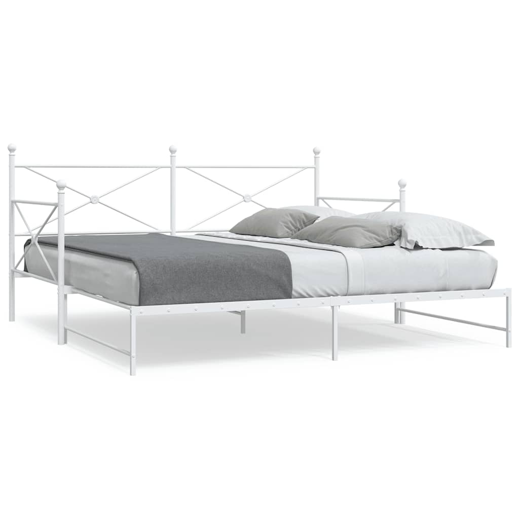 Daybed with Trundle without Mattress White 100x190 cm Steel - Bargainia.com - 