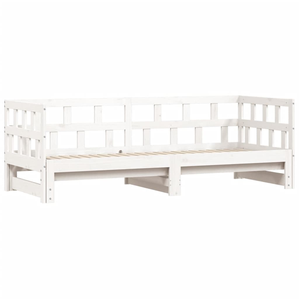 Daybed with Trundle without Mattress White 80x200 cm Solid Wood - Bargainia.com - 