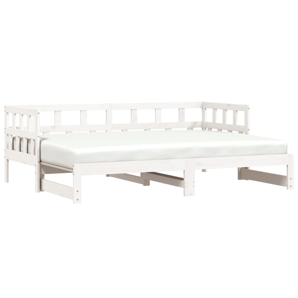 Daybed with Trundle without Mattress White 80x200 cm Solid Wood - Bargainia.com - 