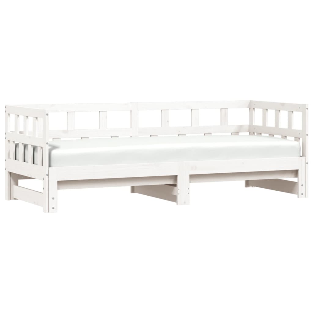 Daybed with Trundle without Mattress White 80x200 cm Solid Wood - Bargainia.com - 