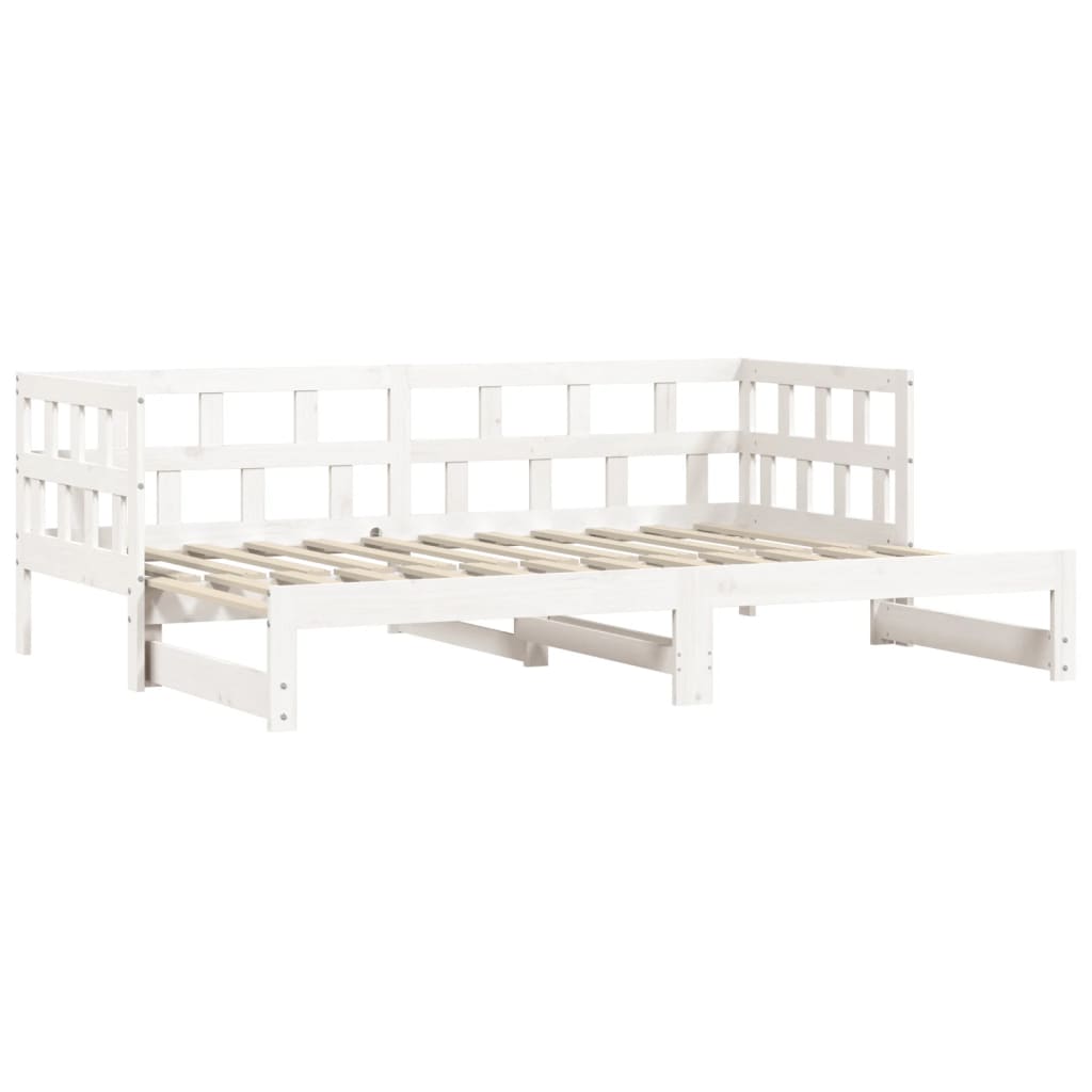 Daybed with Trundle without Mattress White 80x200 cm Solid Wood - Bargainia.com - 