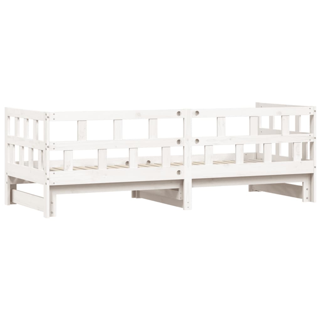 Daybed with Trundle without Mattress White 80x200 cm Solid Wood - Bargainia.com - 