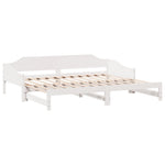 Daybed with Trundle without Mattress White 90x200 cm Solid Wood - Bargainia.com - 