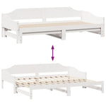 Daybed with Trundle without Mattress White 90x200 cm Solid Wood - Bargainia.com - 