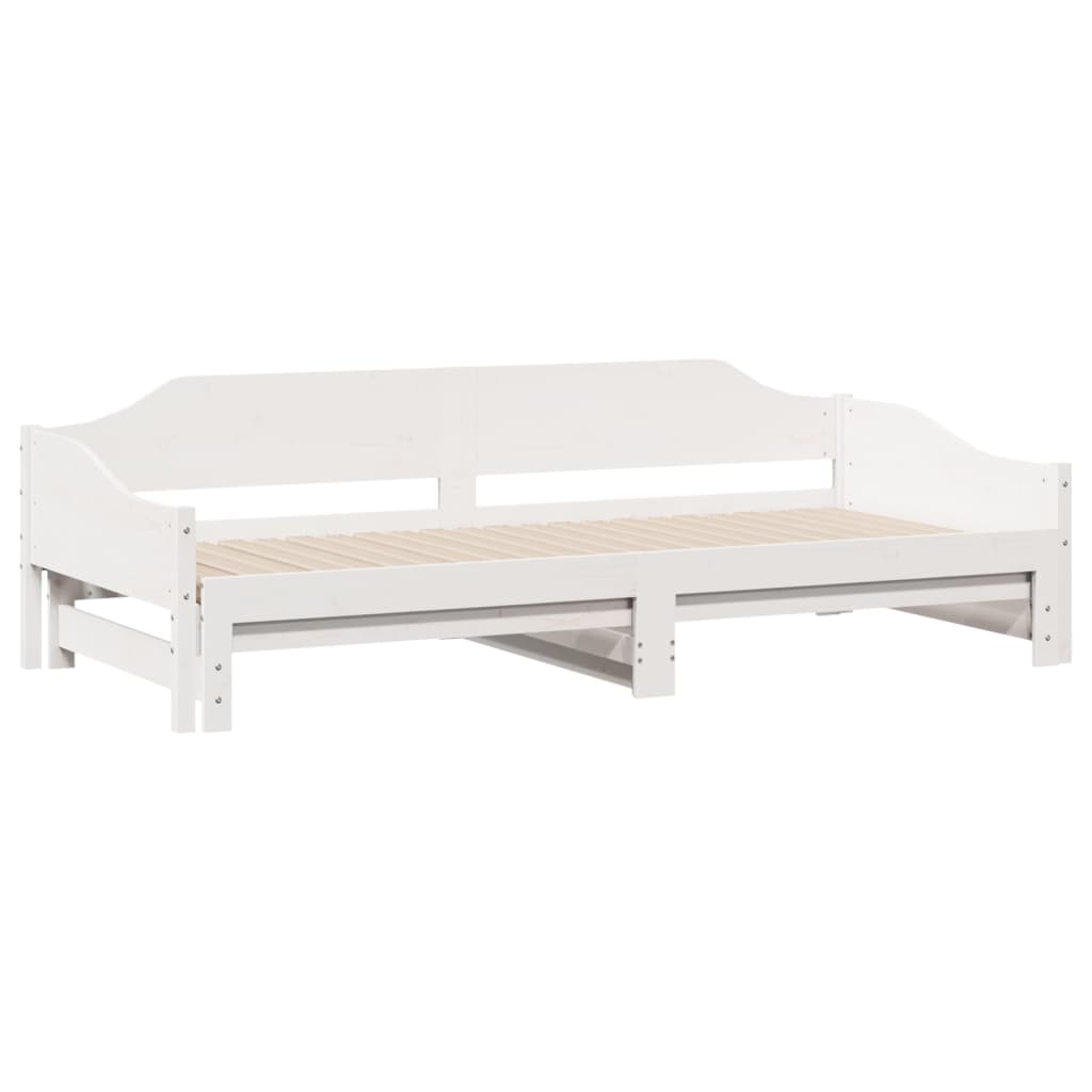 Daybed with Trundle without Mattress White 90x200 cm Solid Wood - Bargainia.com - 