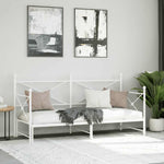 Daybed with Trundle without Mattress White 90x200 cm Steel - Bargainia.com - 